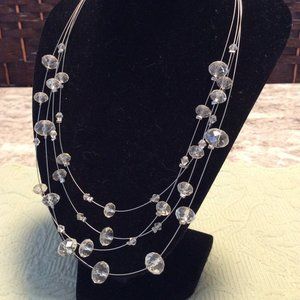 👗5/$25 - Multi Strand Clear Crystal Floating Beaded Necklace